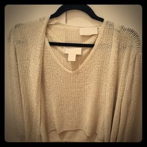 Badgeley Mischka Beaded White Twin Set